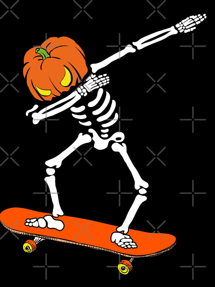 Dabbing Skeleton Skateboard Pumpkin Halloween Costume by Andree Lee