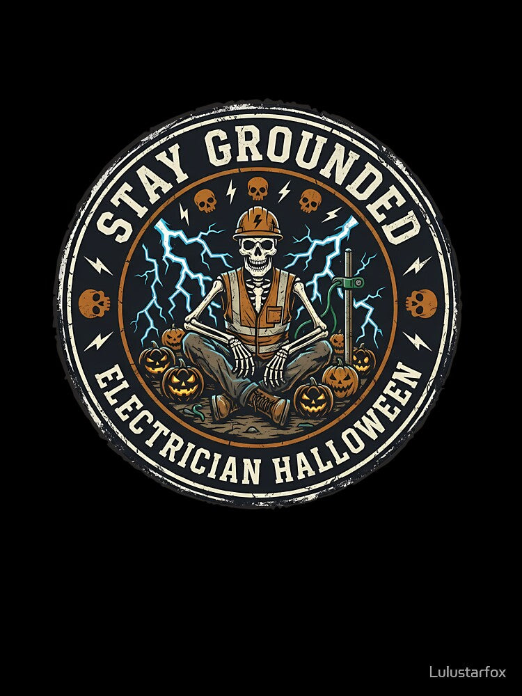 Stay Grounded Halloween Electrician Vintage Badge by Lulustarfox