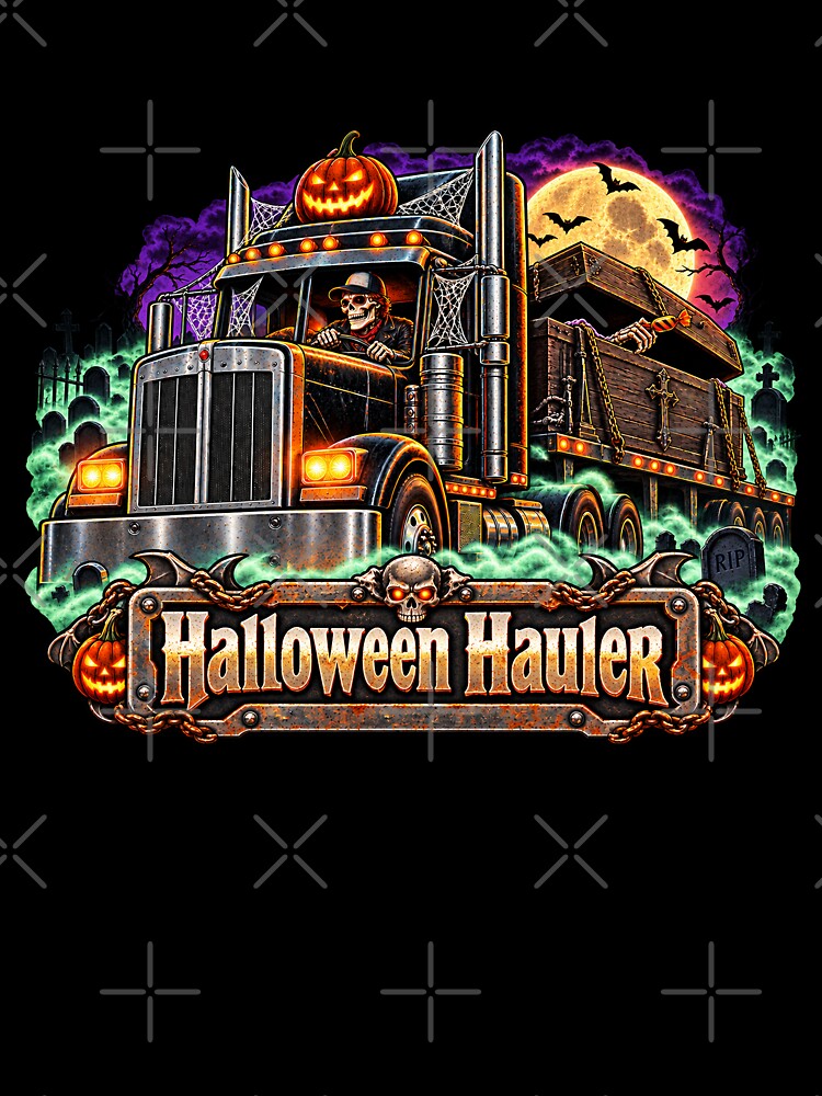 Halloween Hauler Skeleton Driver Semi Truck - Coffin Hauler Art by NomadForge