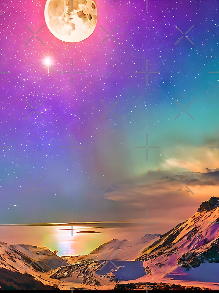 Nighttime Moon over the ocean by ElLocoMus