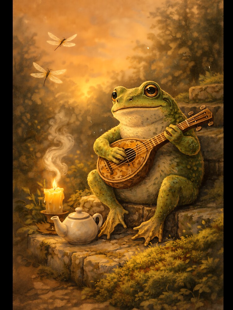 Frog’s Porch Guitar - Cottagecore Woodland by bapupa