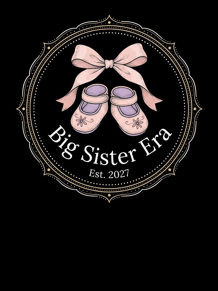 Big Sister Era Est 2027 Coquette Pink Bow Baby Shoes Reveal by TeNovaStudio ⭐⭐⭐⭐⭐