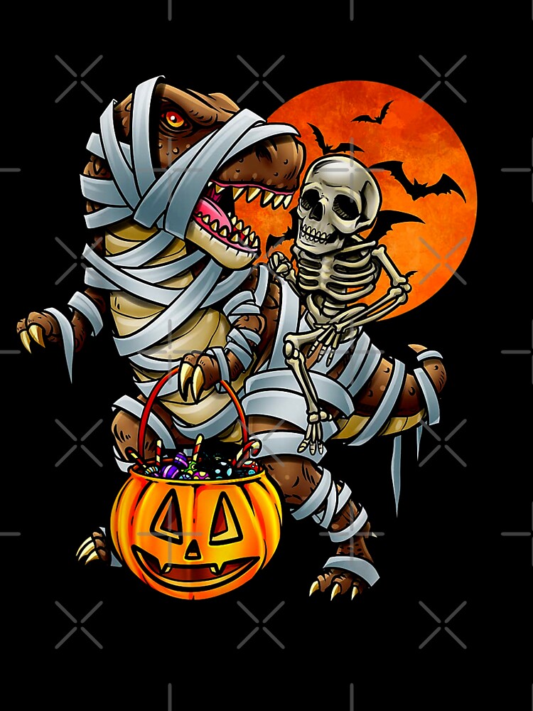 Skeleton Dinosaur Halloween Mummy Pumpkin For Boys Kids by HumbleShirt