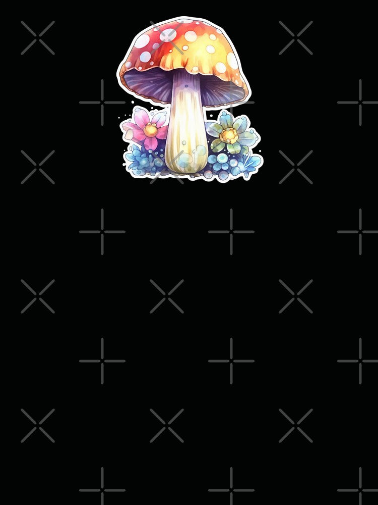 Colourful Anime Mushroom and Flowers | Light Purple Watercolour | Nature, Woods, Forest, Meadow, Botanical by FantasySoul