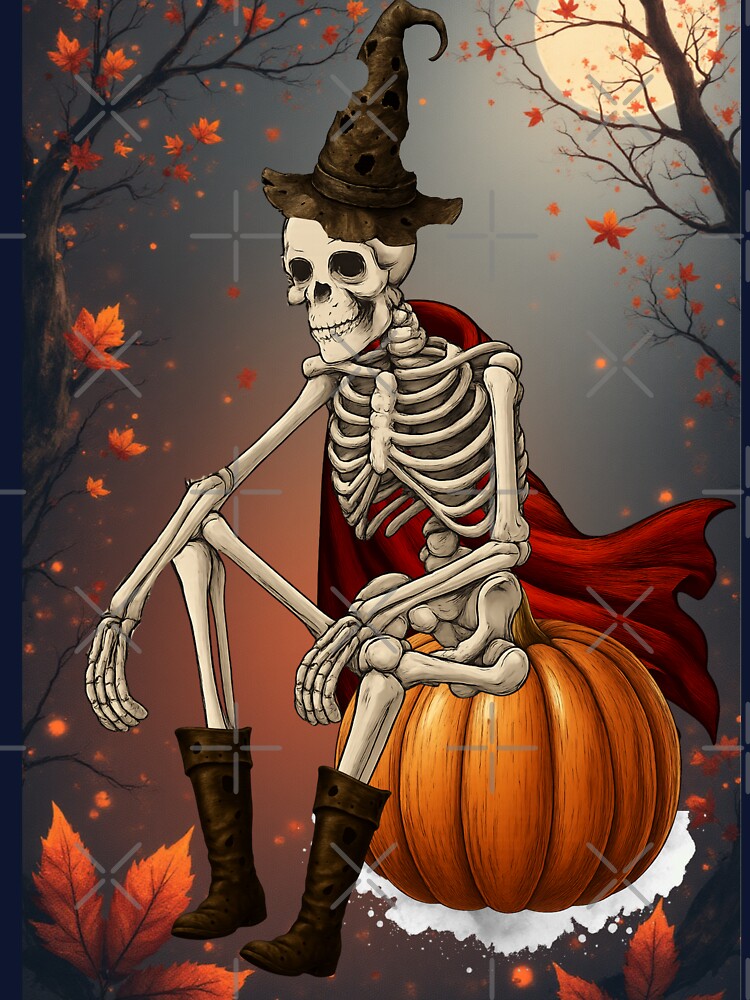 Skeleton with Red Cape on Pumpkin by tinkeybabes