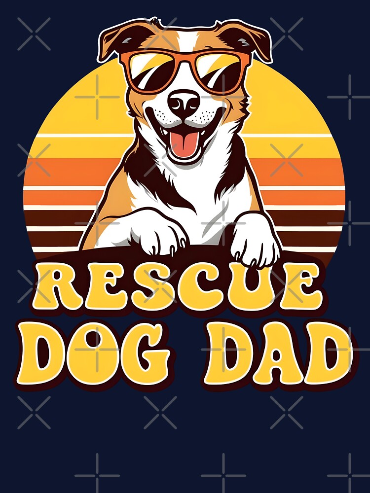 Dog Dad – Retro Sunset Dog Lover Design - Adopt don't shop by brindled