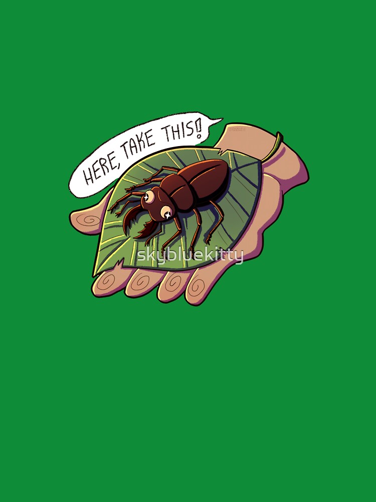Stag Beetle Gift on a Leaf by skybluekitty