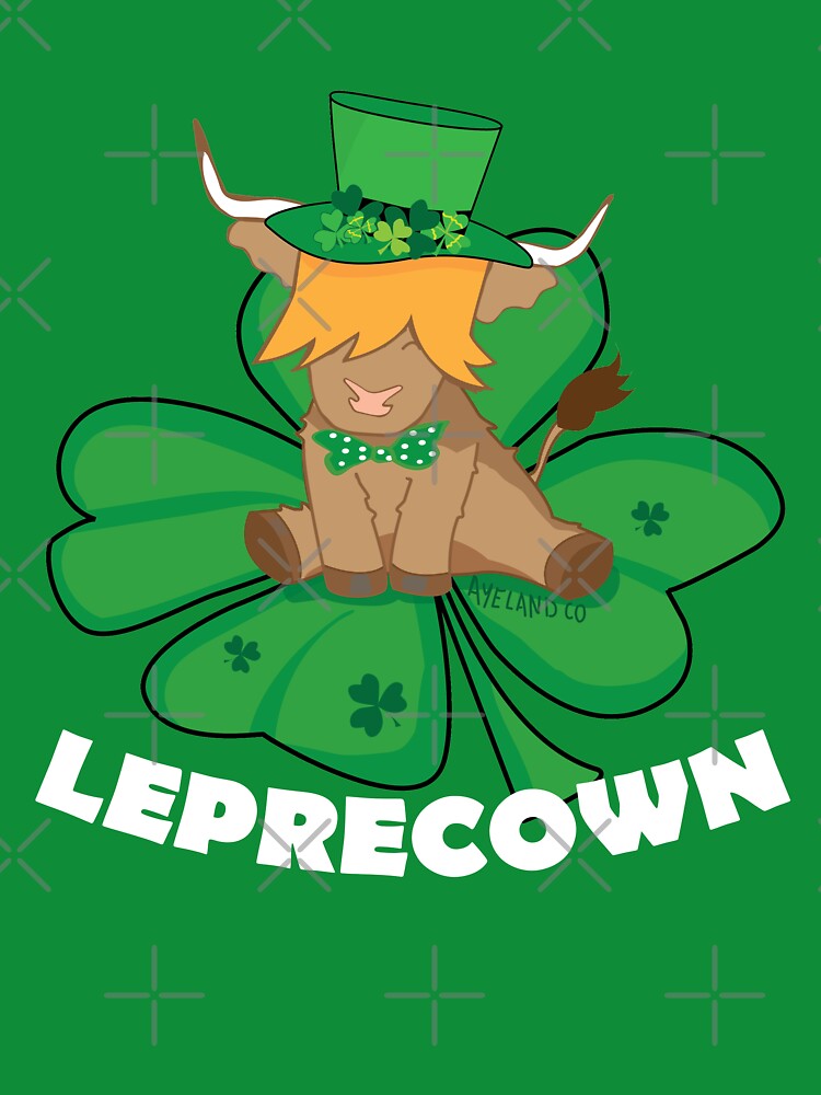 Scottish highland cow st patrick's day lucky shamrock leprecown by Ayelandco