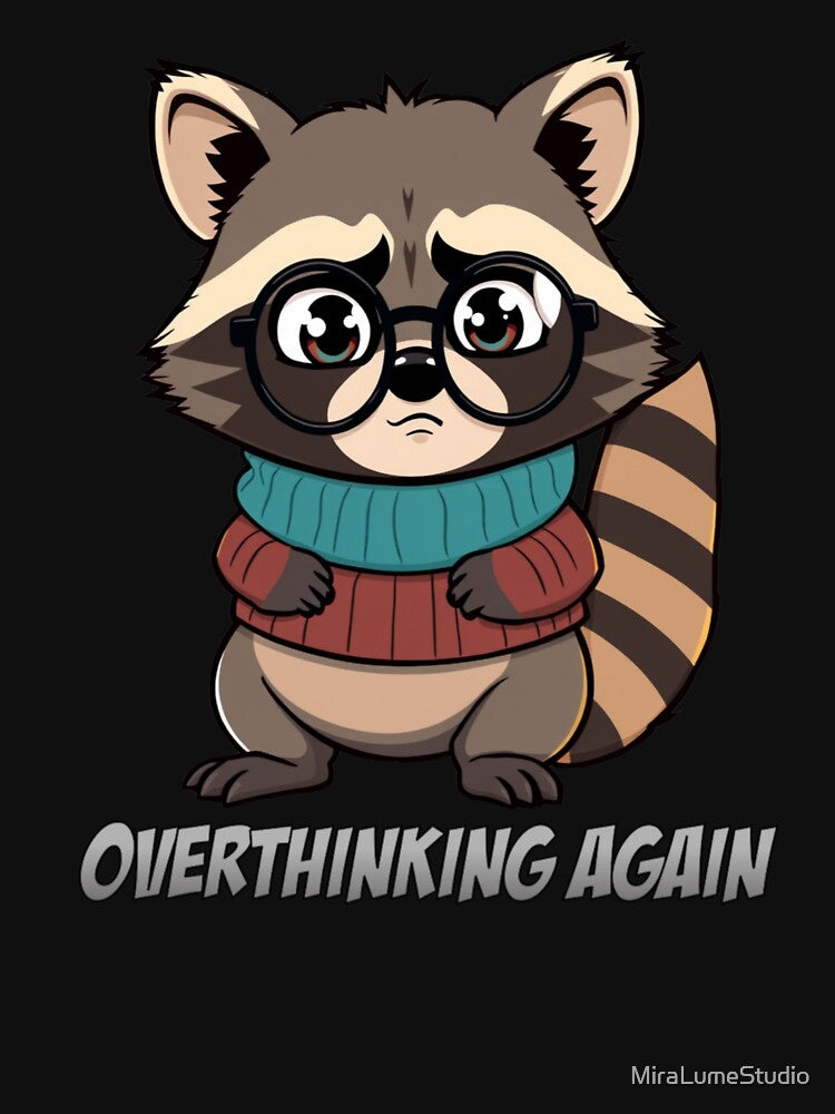 Funny Raccoon Meme Collection – Sarcastic Trash Panda Memes – Overthinking Again Nerd Raccoon by MiraLumeStudio