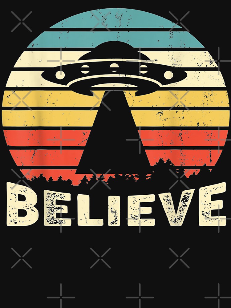 Believe Vintage Alien UFO Retro Sunset by Qudkin
