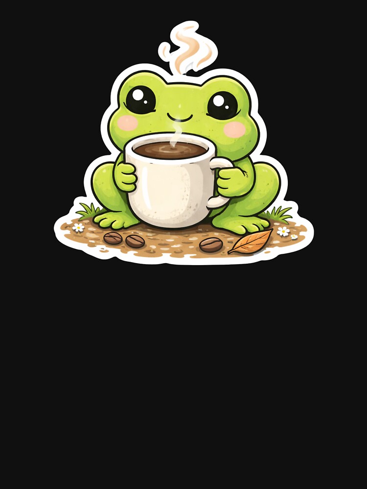 Cute Coffee Frog – Funny Frog Coffee Lover Design – Frog Meme by VibeOffline Studio