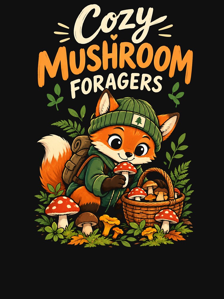 Cozy Mushroom Forager Fox Mushroom Hunting Cottagecore Gift by DeliqBrands