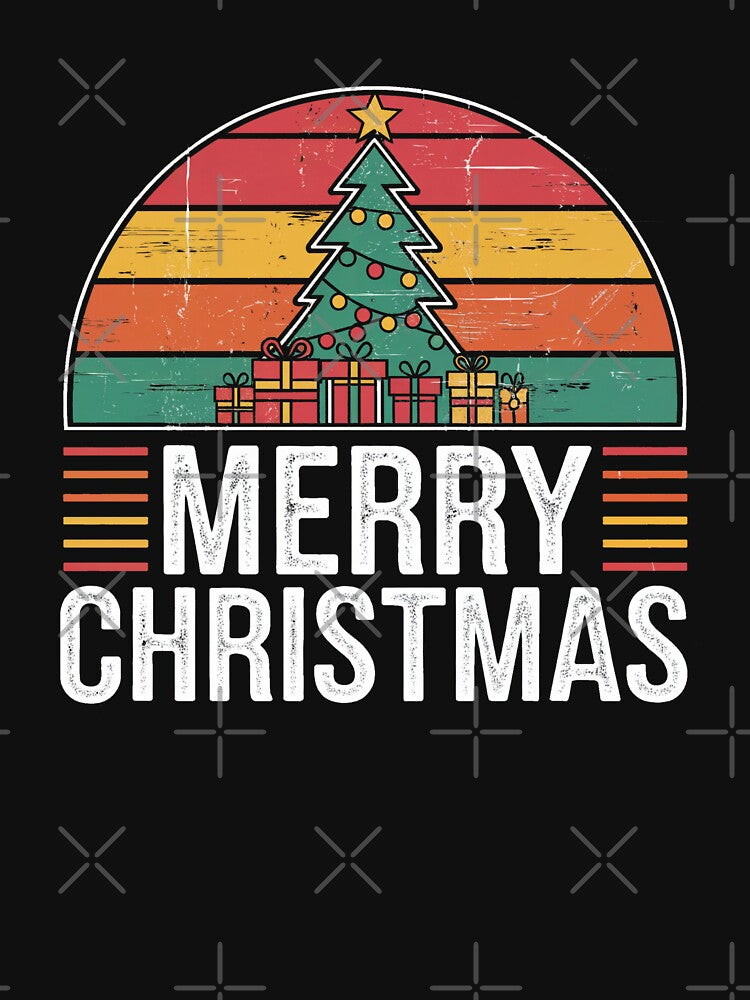 Merry Christmas | Retro Sunset Christmas Tree Design by cabana.space