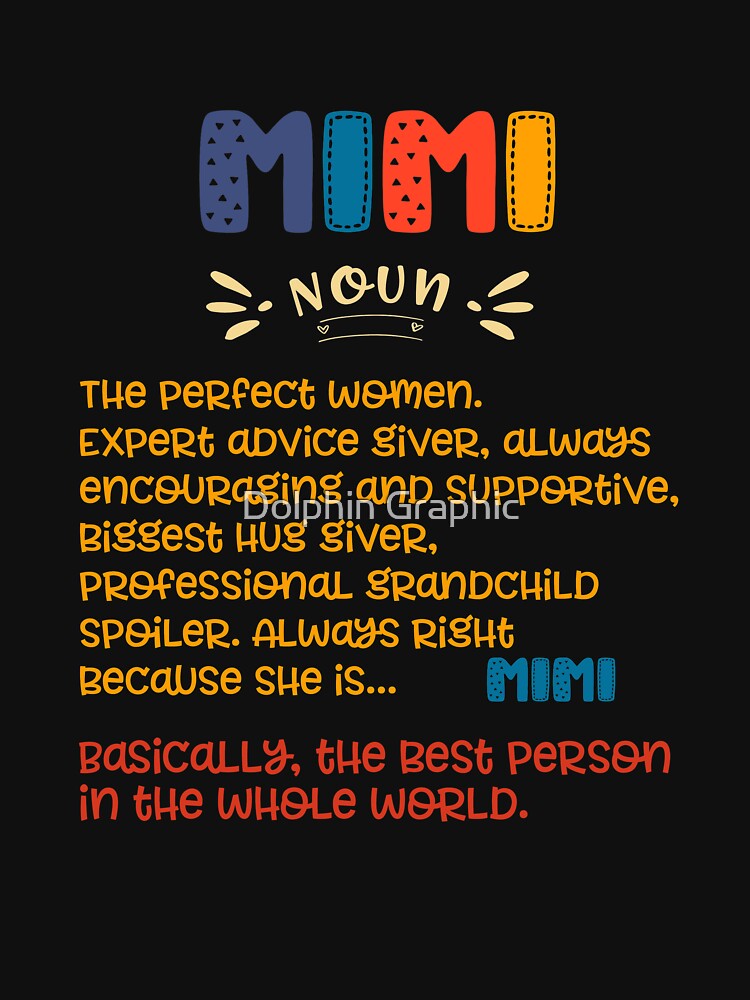 Mimi Definition Grandma Family Cute Name Women Gift by Dolphin Graphic