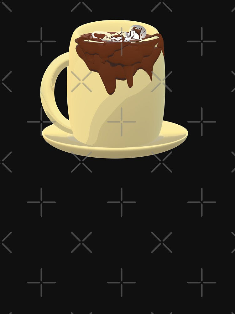 Mug of Hot Cocoa with Melting Marshmallows and Chocolate Drizzles (White Background) by ArtByLM