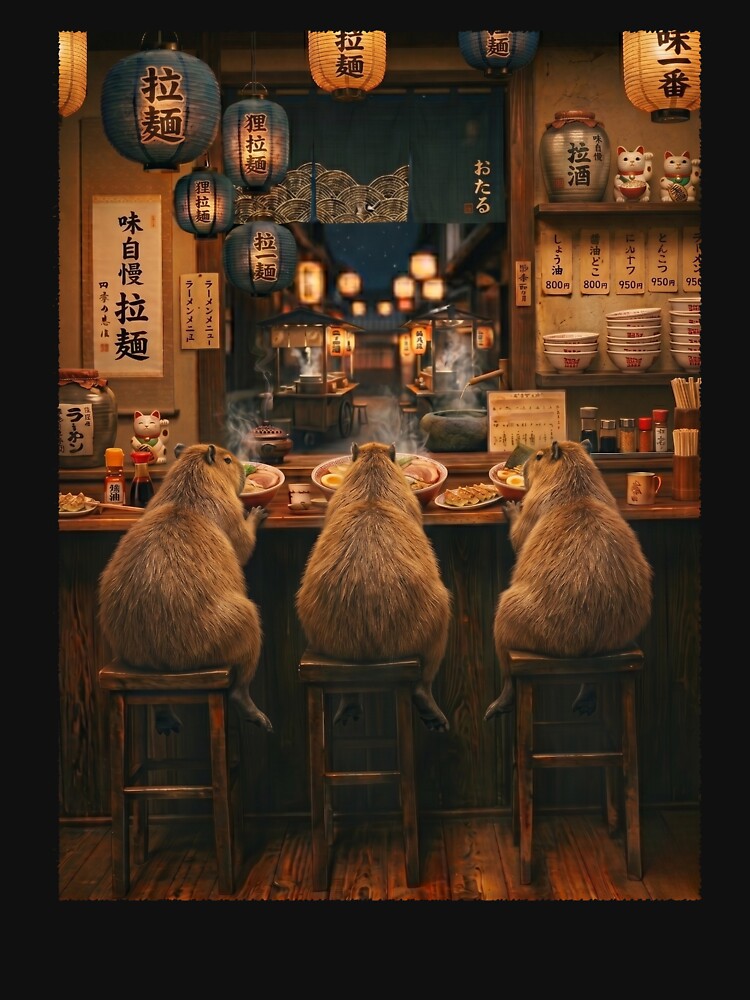 Japanese Capybara Art Ramen Noodle Foodie Animal Lover by DoodleTortle