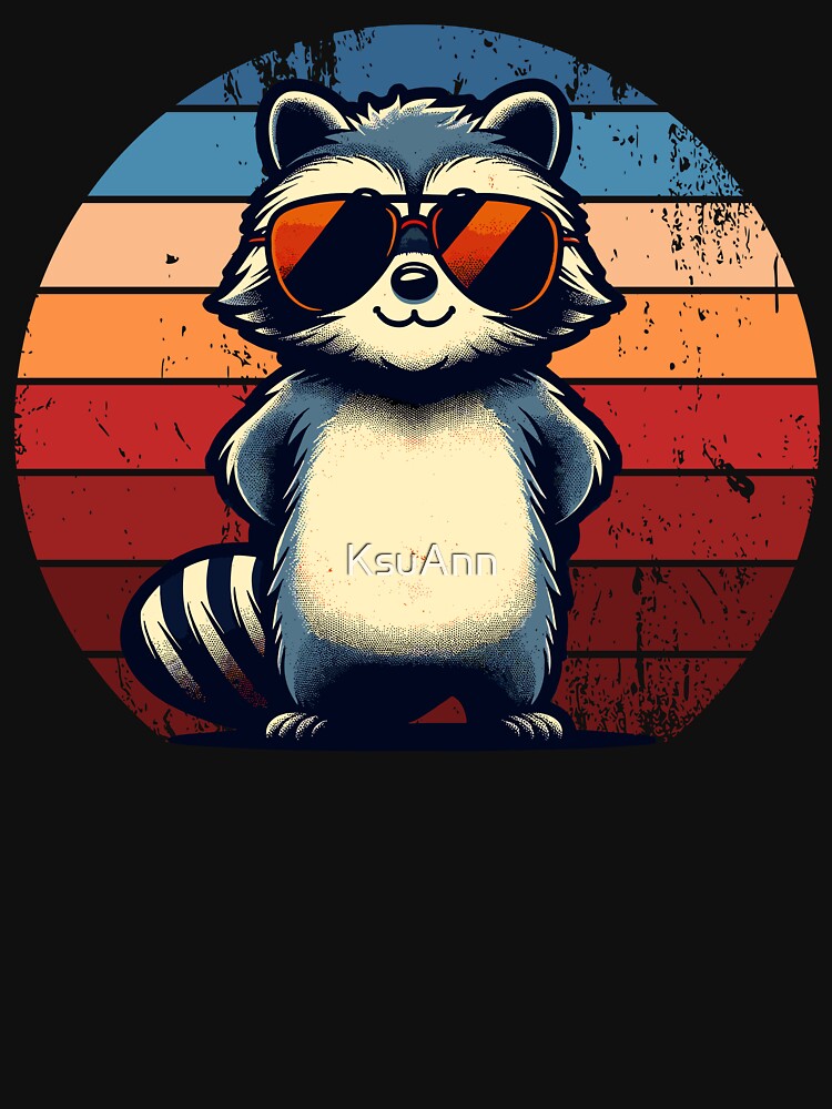Cool Retro Raccoon in Sunglasses 70s 80s 90s Funny Raccoon by KsuAnn