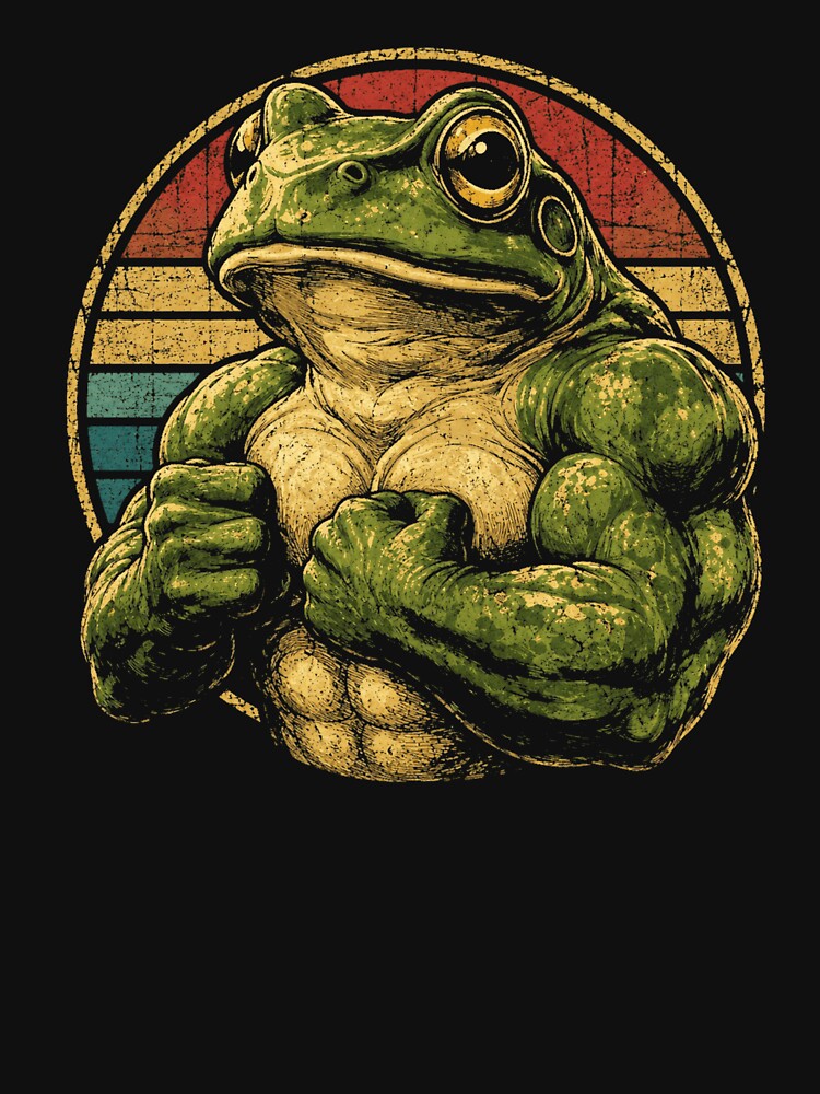 Retro Muscular Frog Vintage Strength Gym Animal by Moizento