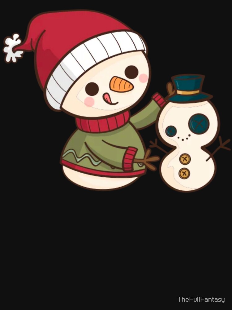 Cartoon Christmas Snowman building a Snowman by TheFullFantasy