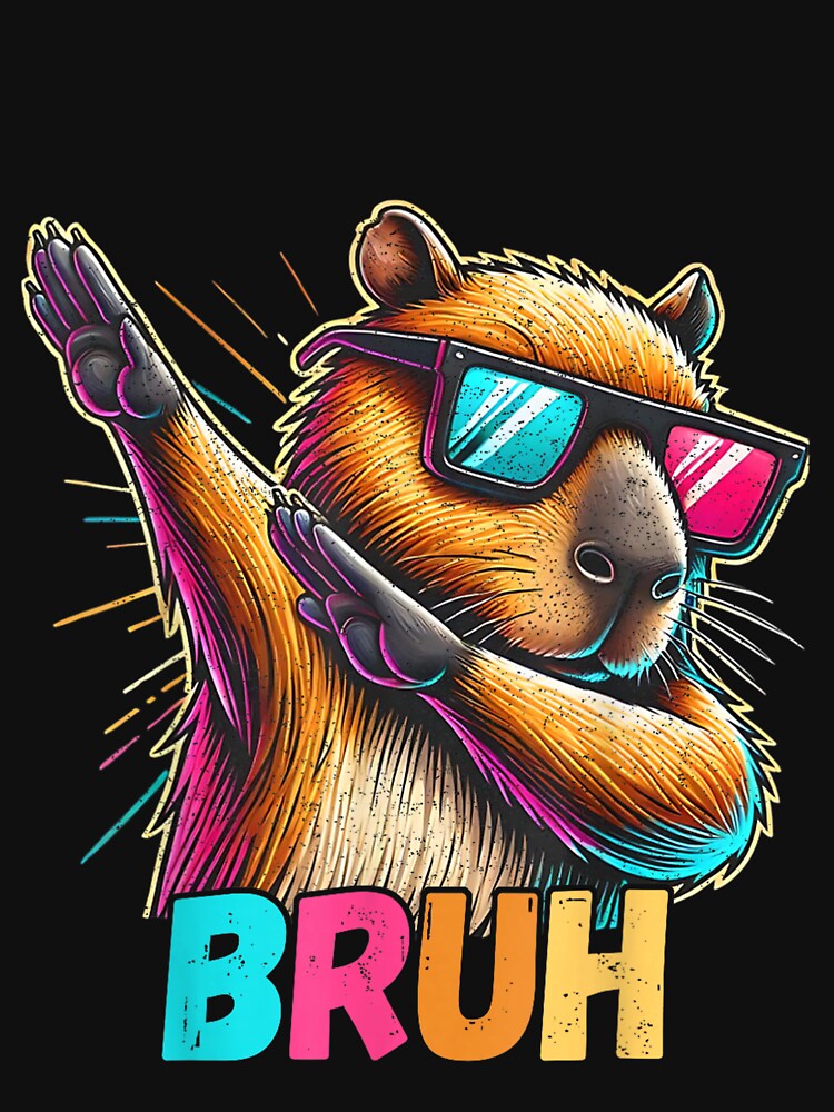 Funny Dabbing Capy Bruh Teens Youth Kids Meme Rodent Lovers Art for Men Women Kids , Capybara Gift Lover by DZIRI NAJAT