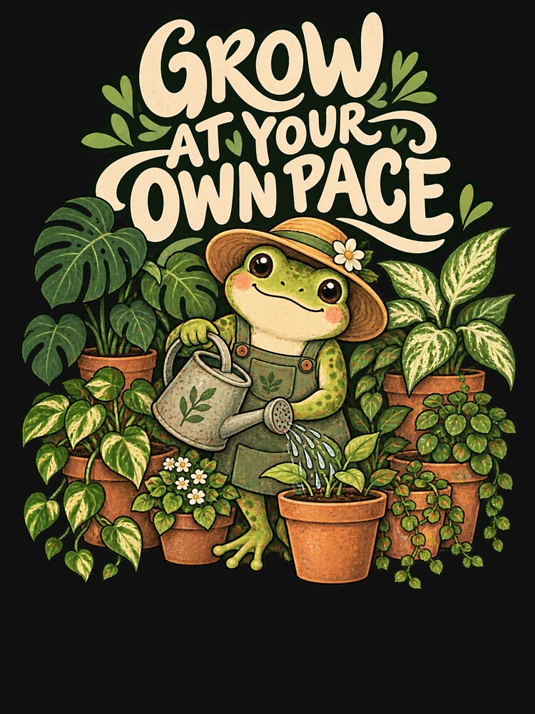 Grow at Your Own Pace — Gardening Frog by Good Mood Foundry