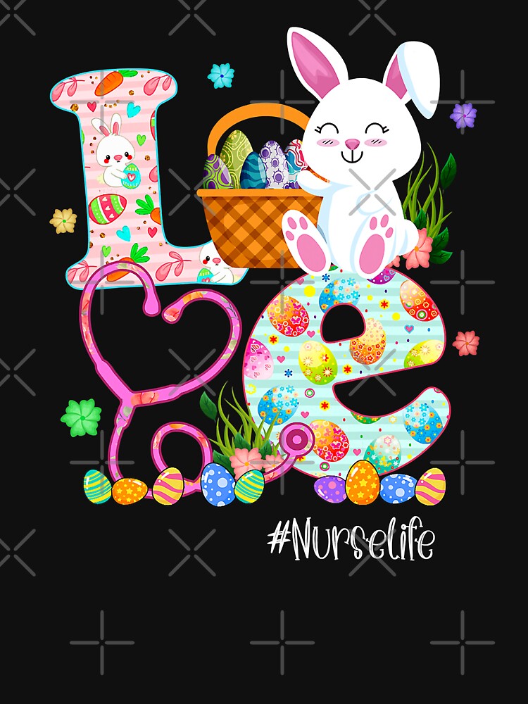 Stethoscope Scrub Nurse Life Easter Day Cute Bunny With Eggs by GardNewerd