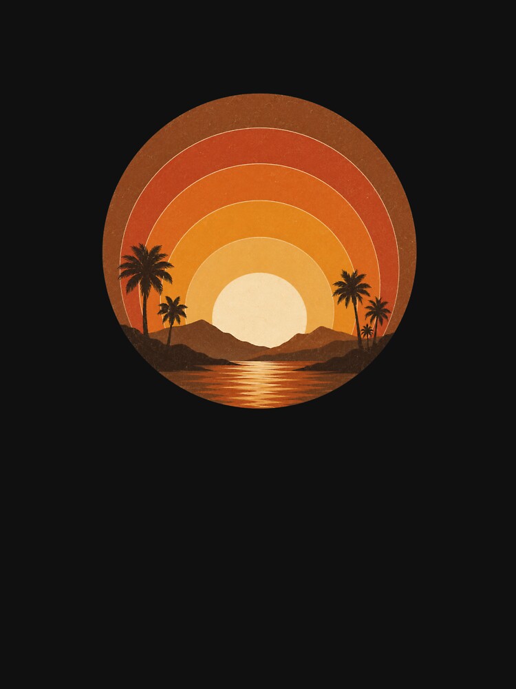 Retro 1970s Sunset Silhouette Design by NeoSakura