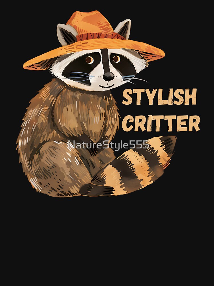 Stylish Raccoon – Whimsical Animal Art in Orange Hat by NatureStyle555