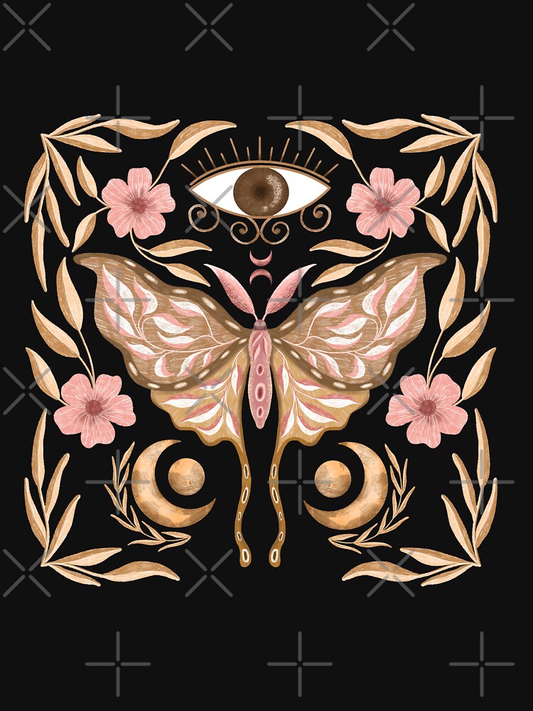 Luna moth pink boho by pinkyfish1010