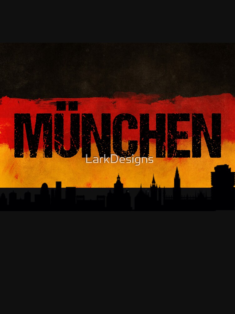 Munchen Germany City Skyline Distressed Flag by LarkDesigns