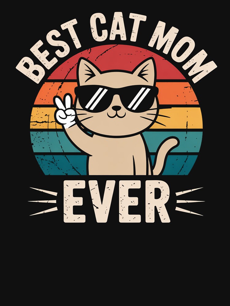 Best Cat Mom Ever – Cute Retro Cat Lover Peace Sign Design by UmazDesigns