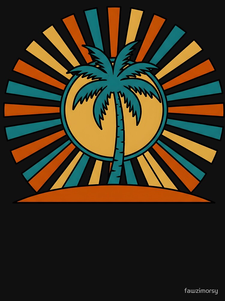 Retro Summer Palm Tree Sunset – Vintage Tropical Beach Vacation by fawzimorsy