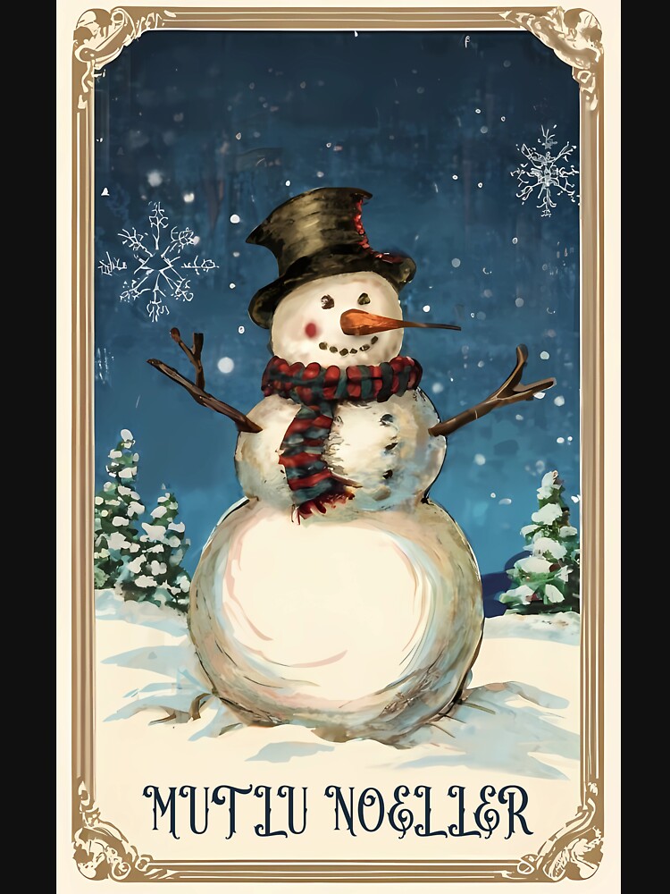 Vintage Snowmans Greeting Card: Mutlu Noeller by EmeraldeaDesign