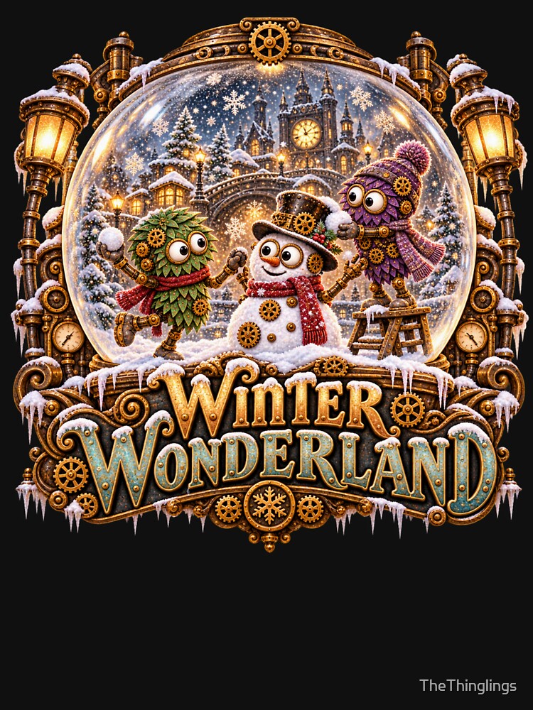 Snow Globe Winter Wonderland, Steampunk Christmas Art by TheThinglings