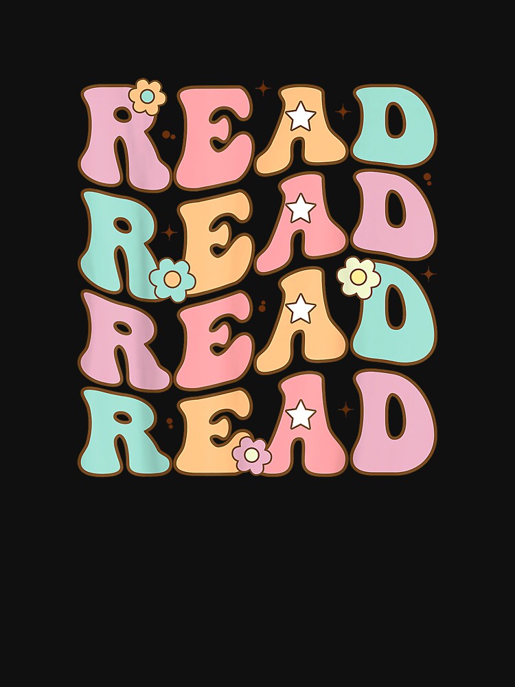 Read School Librarian Life Teacher Reading Groovy Read T-Shirt by JJLetterDesigns