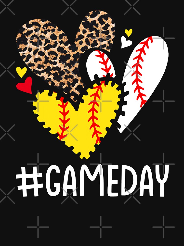Game Day Leopard Hearts Softball Mom Baseball Mother's Day by MichelSorour