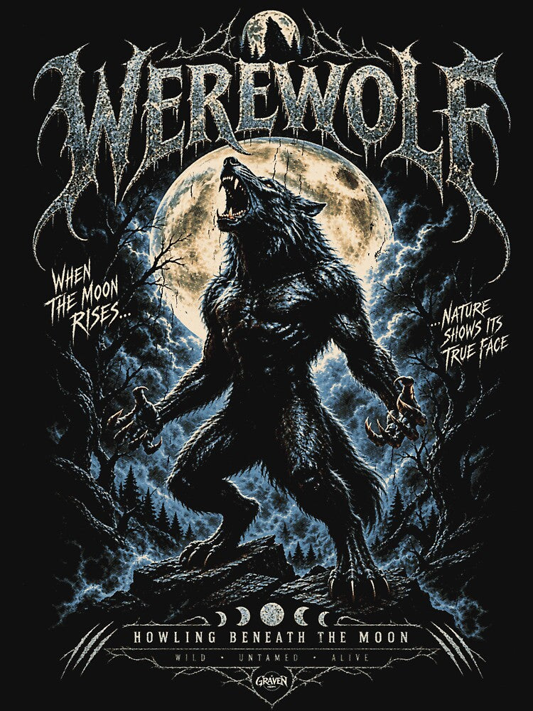 Werewolf Howling Beneath the Moon Halloween Horror Vintage by BVNKGRAPH WORKS