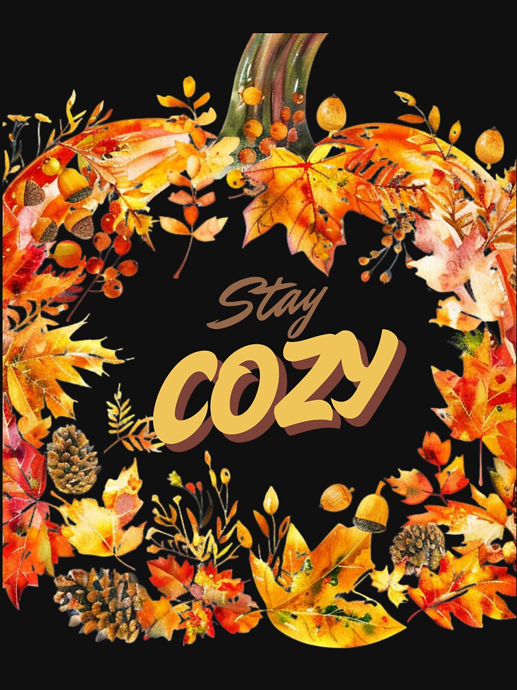 Stay Cozy Pumpkin Watercolor | Fall Hygge Pumpkin Spice Illustration by Ela-graphicwiz