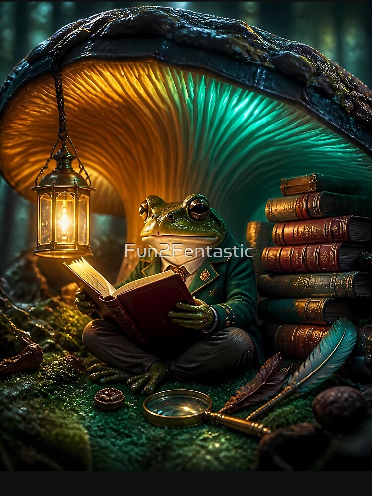 Gothic Goblincore Frog Scholar Mushroom Library by Fun2Fentastic