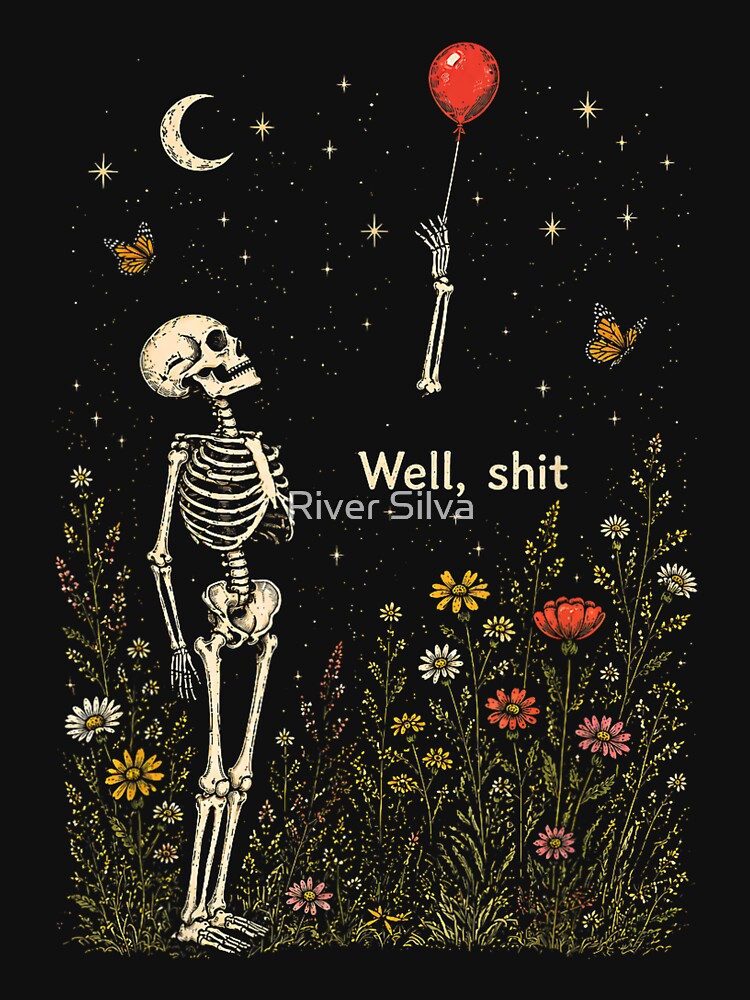 Well Shit Skeleton Lost Balloon Funny Halloween Meme Costume by River Silva
