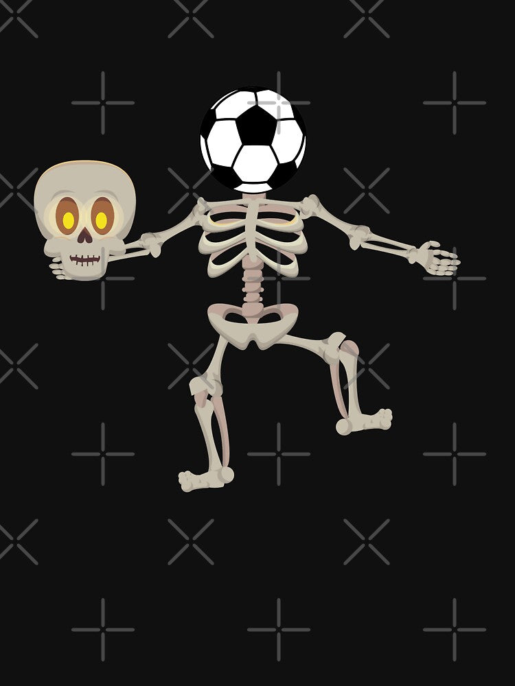 Funny Skeleton Holding Head With Soccer Ball Halloween by ijdesigns