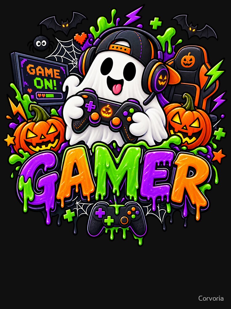 Gamer Halloween Gamer Gift Cute Ghost Controller Style by Corvoria