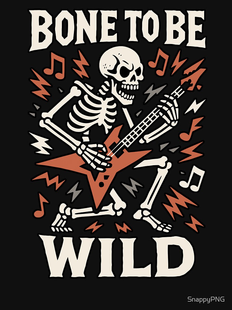 Bone To Be Wild Skeleton Guitar Rock Halloween by SnappyPNG