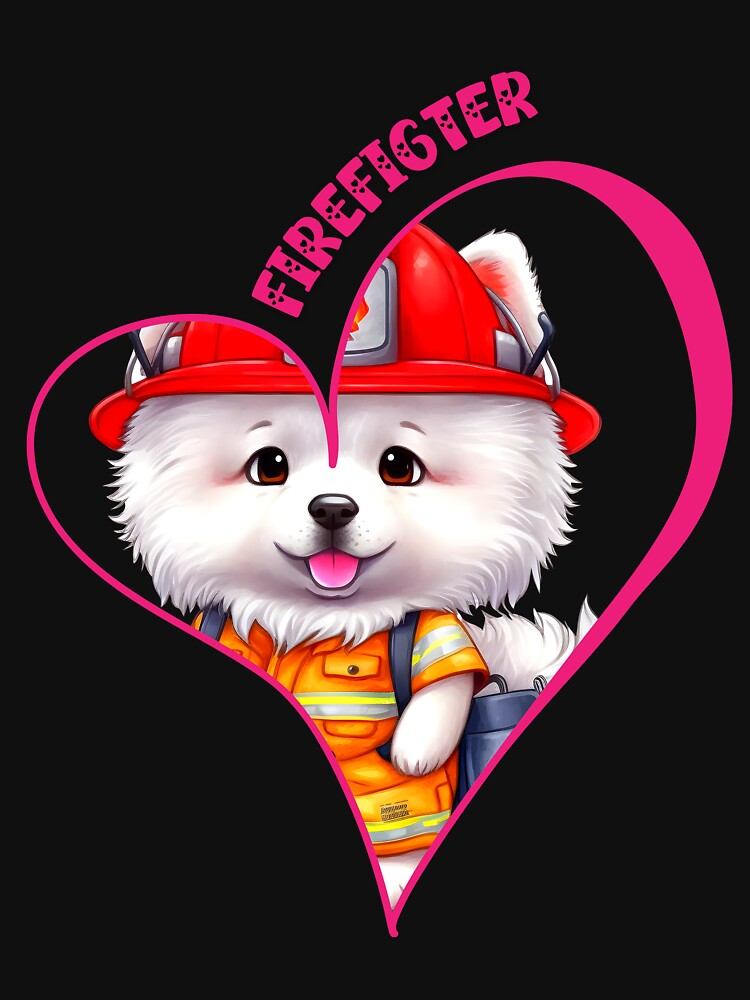 Firefighter, samoyed love by HarriPaloma