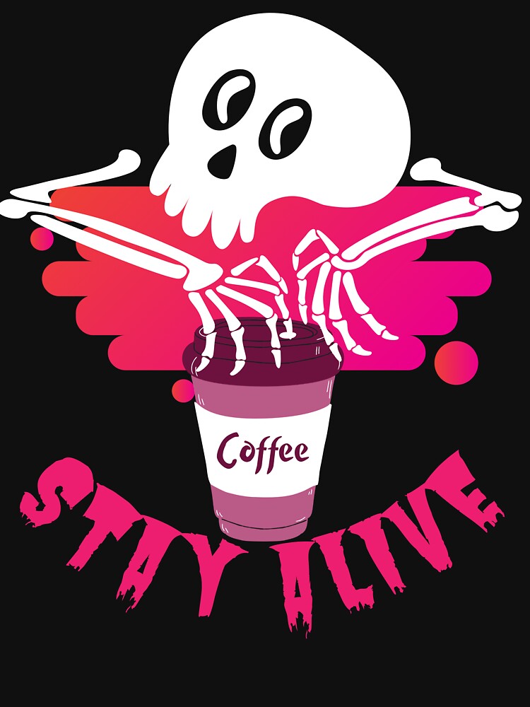 Coffee helps, funny skeleton coffe design by reka88