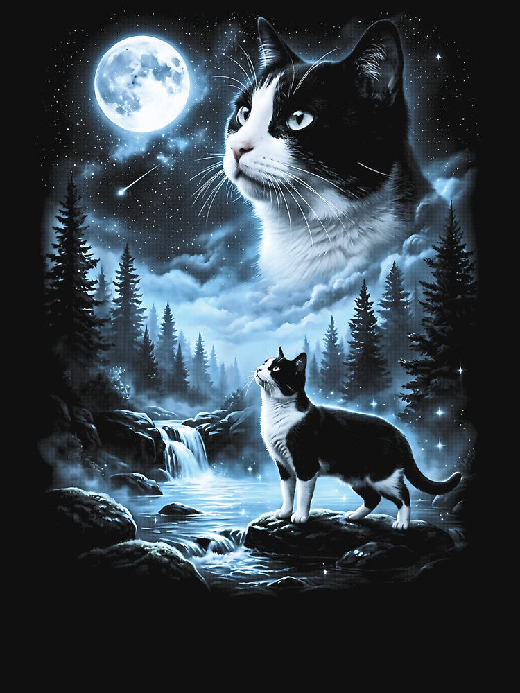 Cat Howling at Moon 90's Retro by Rahamkshop