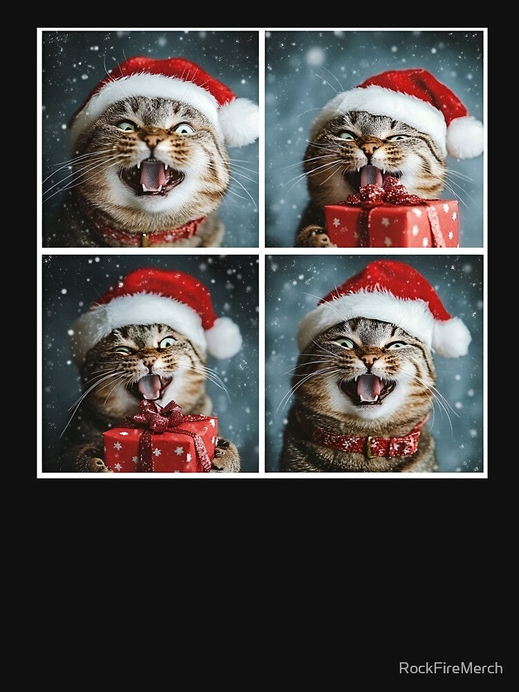 Tabby Cat Santa Hat Photobooth – Hilarious Christmas Cat Design for Cat Lovers by RockFireMerch