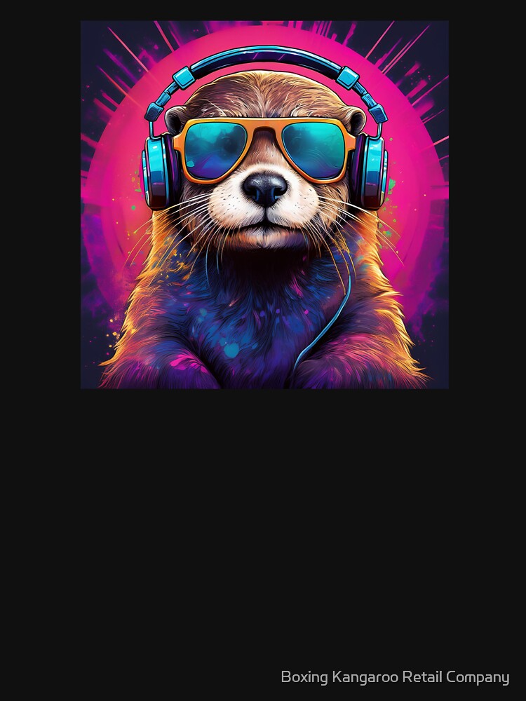 Otter in Headphones and Shades Synthwave by Boxing Kangaroo Retail Company