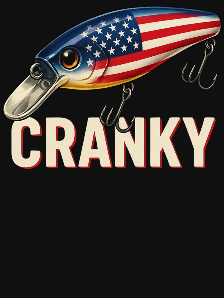 Cranky USA Flag Funny Crankbait Fishing Lure Fathers Day by Dabbing Turtle Designs