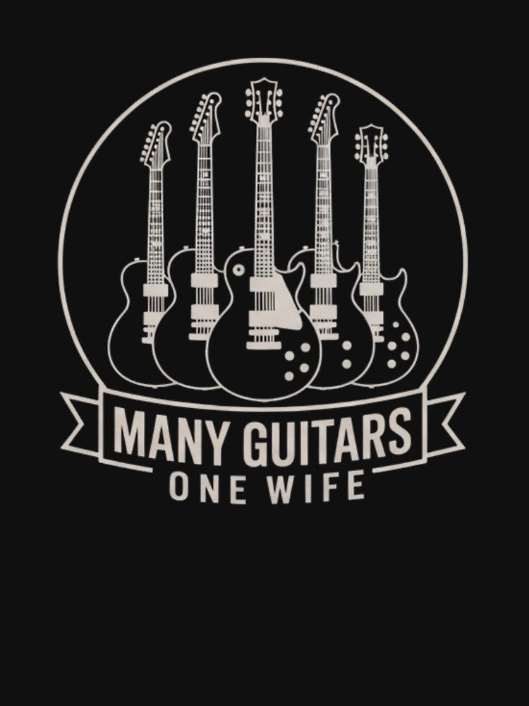 Many Guitars One Wife - Funny Guitarist & Musician Gift by AMICO77